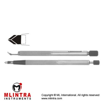 Diamond Phaco Knife Straight - Keratome Shaped Stainless Steel, 13 cm - 5" Width 2.8 mm